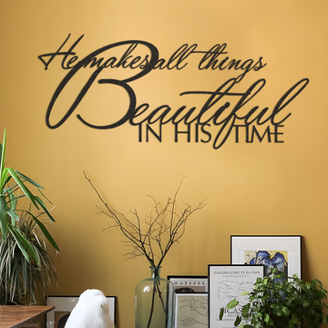 Huge wall art He makes all things beautiful in His time" metal wall words