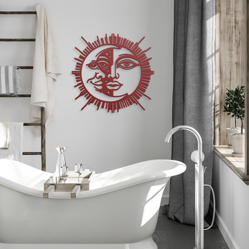 Custom Metal Sun and Moon Wall Art – Celestial Decor for Home & Garden – Rustic Hanging Sign