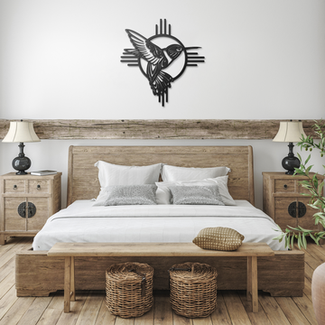 Southwest Hummingbird Native American Style Metal Sign