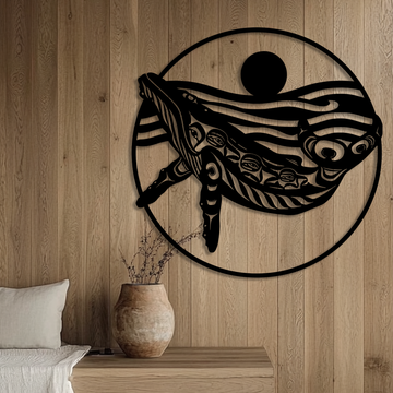 Northwest Tribal Humpback Whale Metal Sign