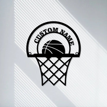 Personalized Basketball Name Sign/Custom Metal Basketball with Hoop/Sports Fan/Kids Room Wall Art/Team Basketball Gift/NBA/LEDWall lamps