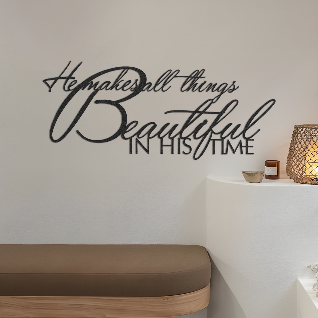 Huge wall art He makes all things beautiful in His time" metal wall words