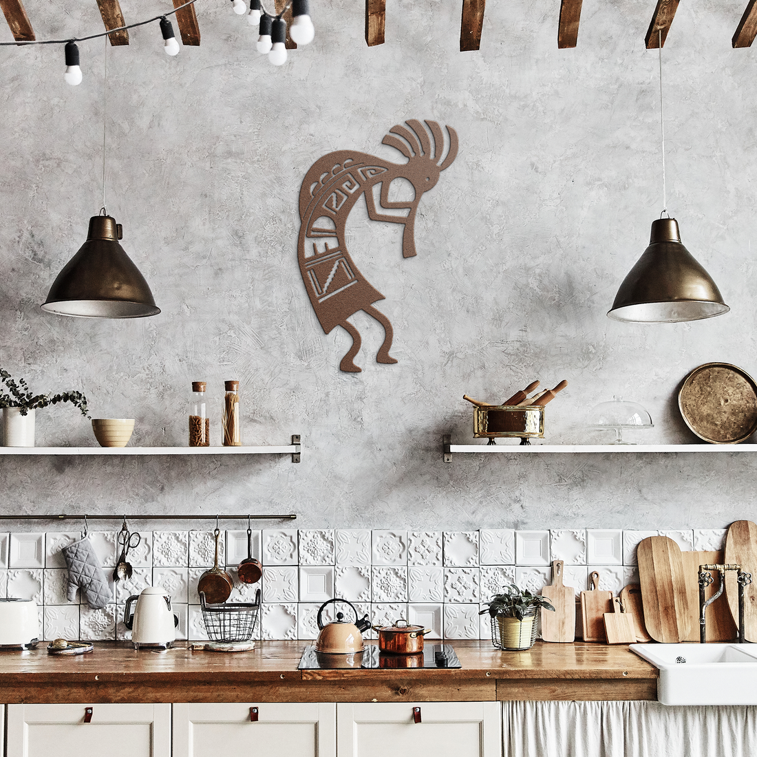 Kokopelli Metal Wall Art Sign – Rustic Southwest Deco