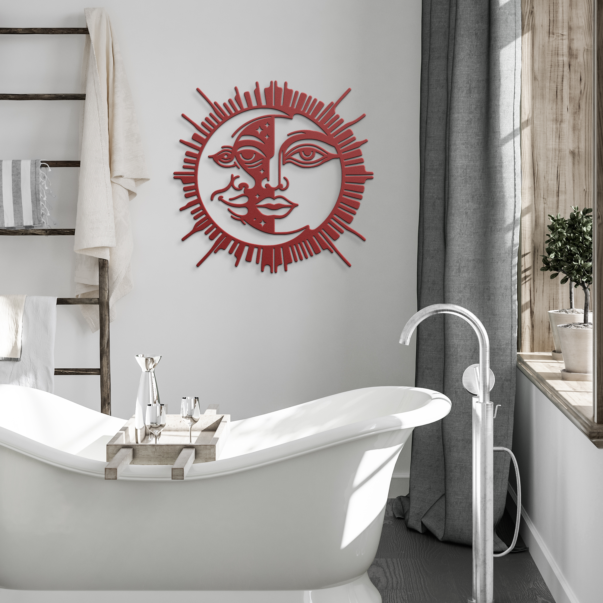 Custom Metal Sun and Moon Wall Art – Celestial Decor for Home & Garden – Rustic Hanging Sign
