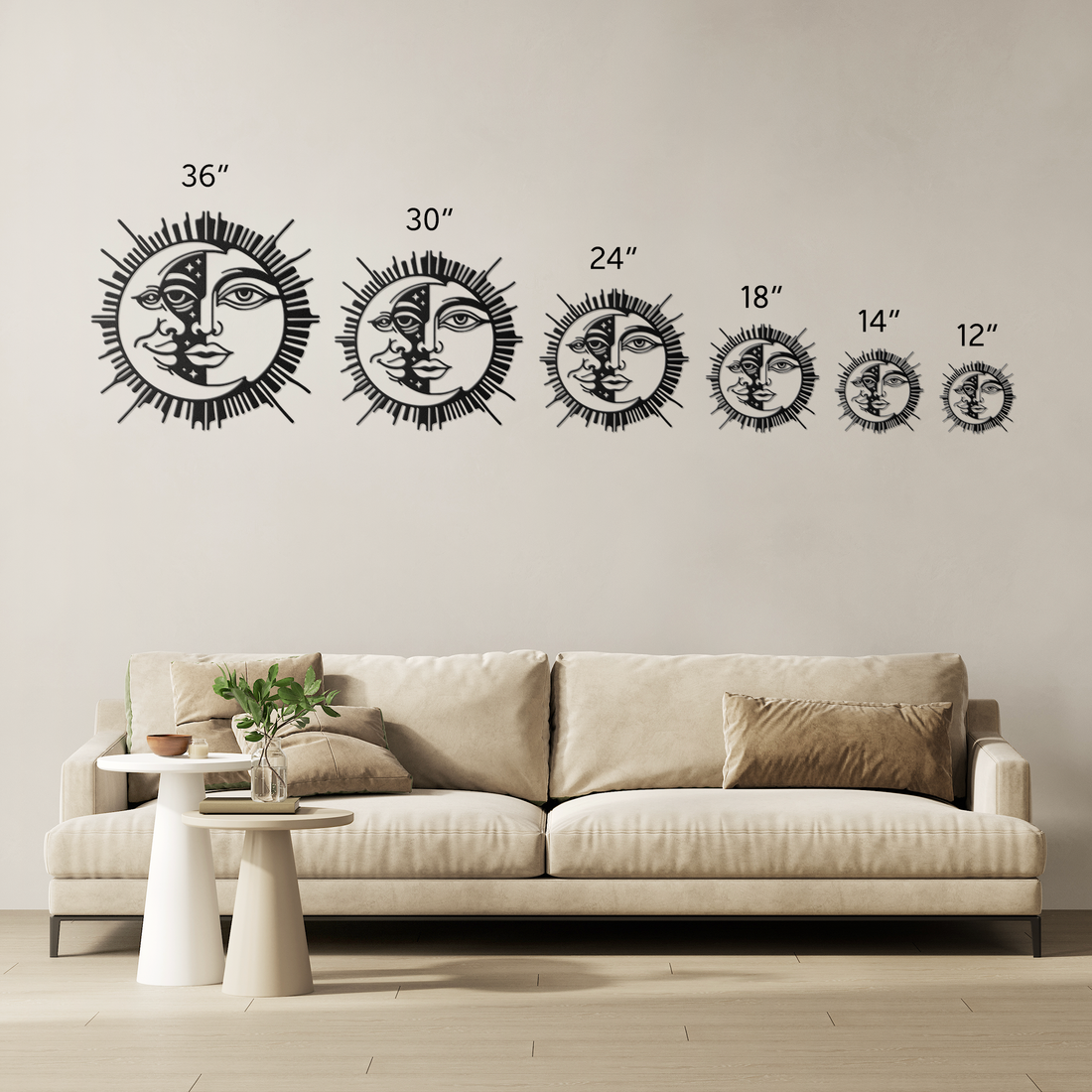 Custom Metal Sun and Moon Wall Art – Celestial Decor for Home & Garden – Rustic Hanging Sign