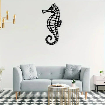 Seahorse Coastal Ocean Metal Wall Art – Beach-Inspired Iron Wall Hanging for Home, Office & Living Room Décor