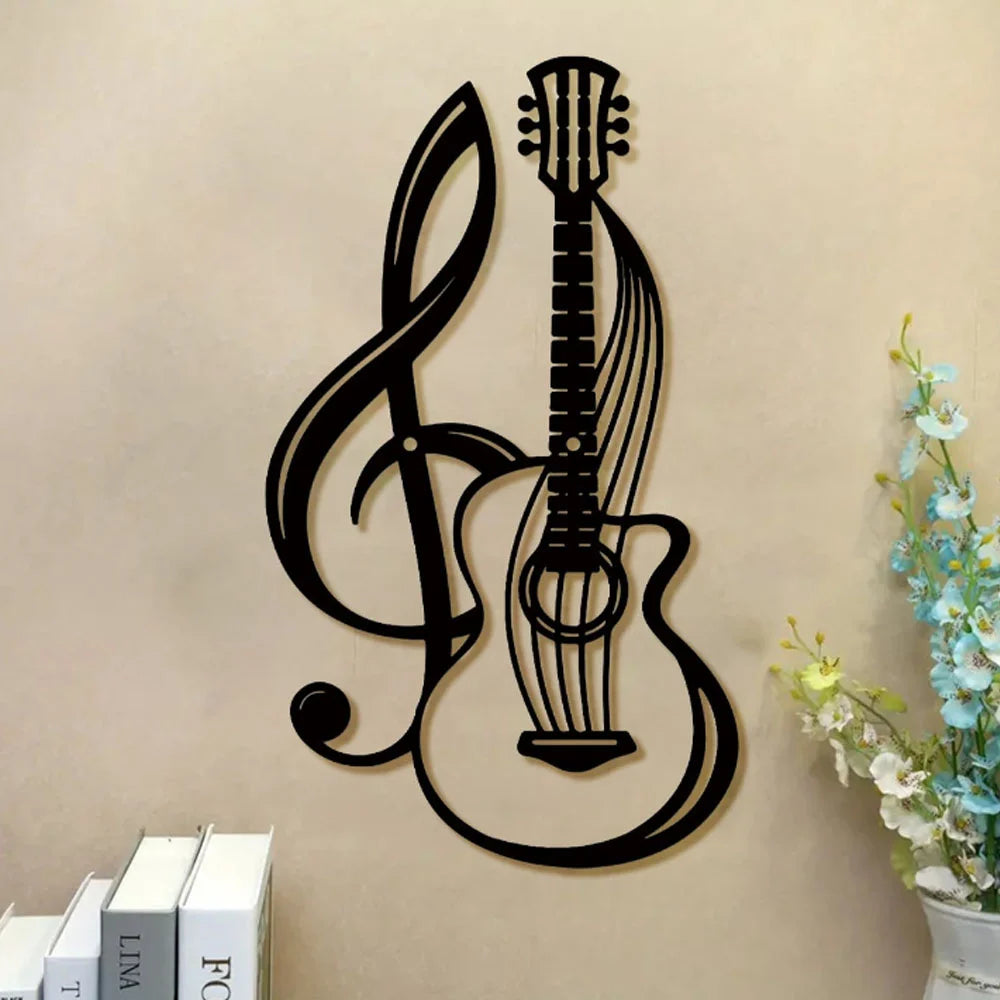 Musical Note & Violin Metal Wall Art – 1pc Iron Wall Hanging Décor for Home, Garden, Kitchen, Hotel & Balcony | Elegant Music-Inspired Wall Decoration
