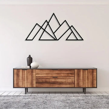 Geometric Mountain Metal Wall Art – Modern Aluminum Composite Wall Décor | Rust-Free Iron Hanging Sculpture for Home, Office & Living Room
