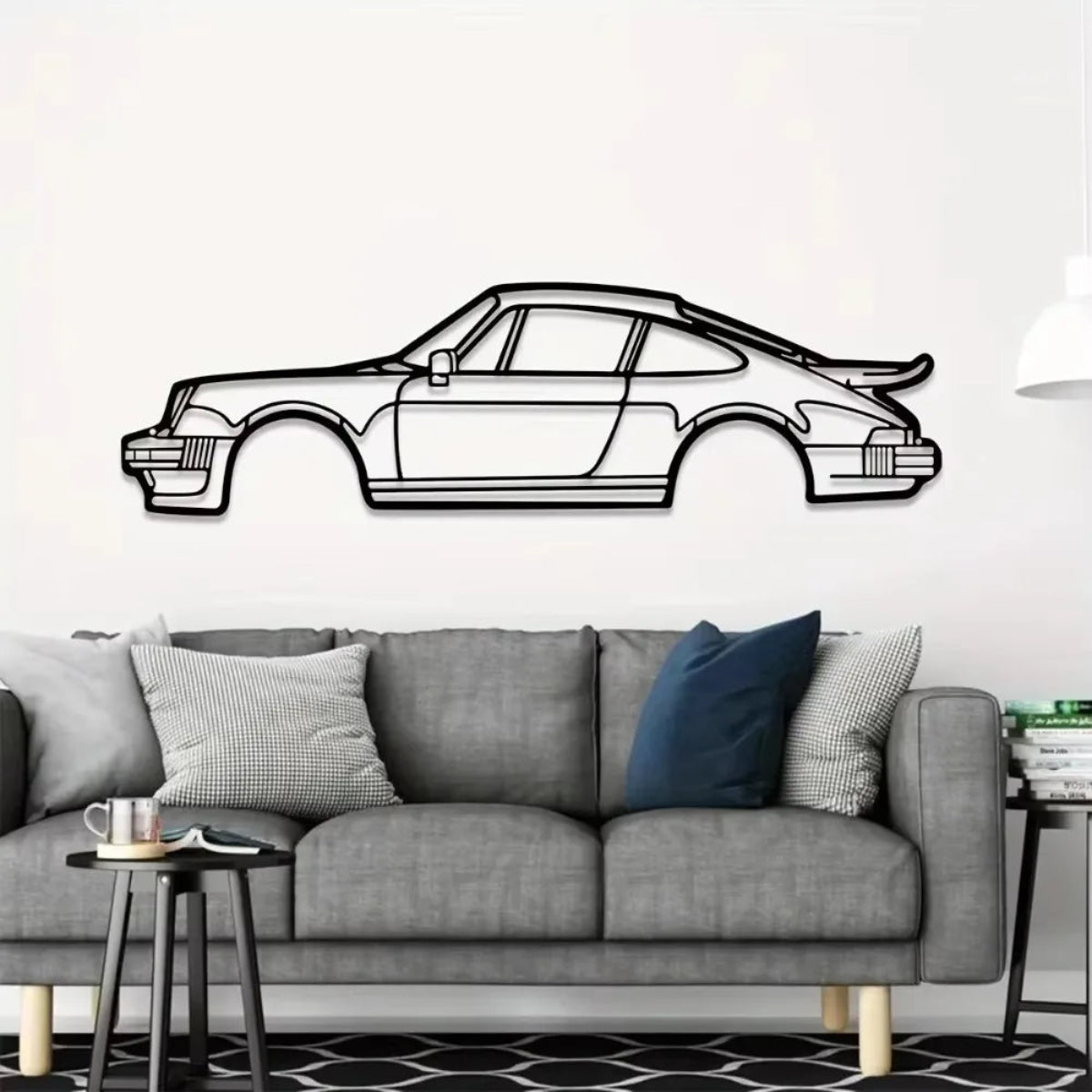 911 Turbo Sports Car Metal Wall Art – Creative Iron Line Design | Modern Automotive Wall Décor for Garage, Office & Living Room