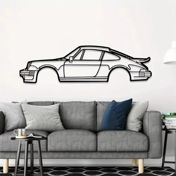 911 Turbo Sports Car Metal Wall Art – Creative Iron Line Design | Modern Automotive Wall Décor for Garage, Office & Living Room