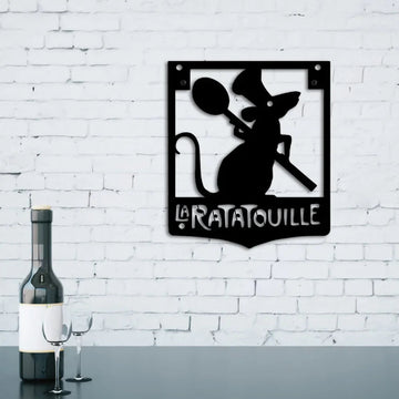 La Ratatouille Kitchen Metal Wall Sign – Vintage French Restaurant Café Bar Farmhouse Décor | Decorative Wall Hanging for Home & Kitchen (11.1x12.8 Inches)