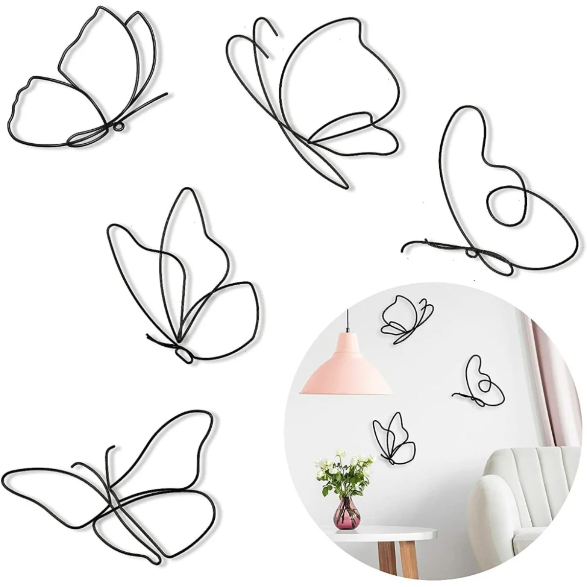 5-Piece Metal Butterfly Wall Decor – Handcrafted Butterfly Wall Art Set for Home, Garden & Living Room Decoration