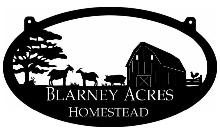 Metal FARM Sign with barn and goats pig chicken sign with your name