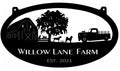 Metal FARM Sign with old pickup Fence and cats and dogs