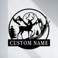 Personalized Deer in the Mountains Metal Name Sign, Metal Wall Decor, Metal Art, Deer Signs for Hunting Lovers, for Dads