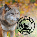 Custom Wolf Name Metal Sign, Custom Wolf Monogram Metal Sign Art, Wolf Howling Metal Sign, Wolf Lover, Personalized Gift