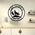 Custom Wolf Name Metal Sign, Custom Wolf Monogram Metal Sign Art, Wolf Howling Metal Sign, Wolf Lover, Personalized Gift