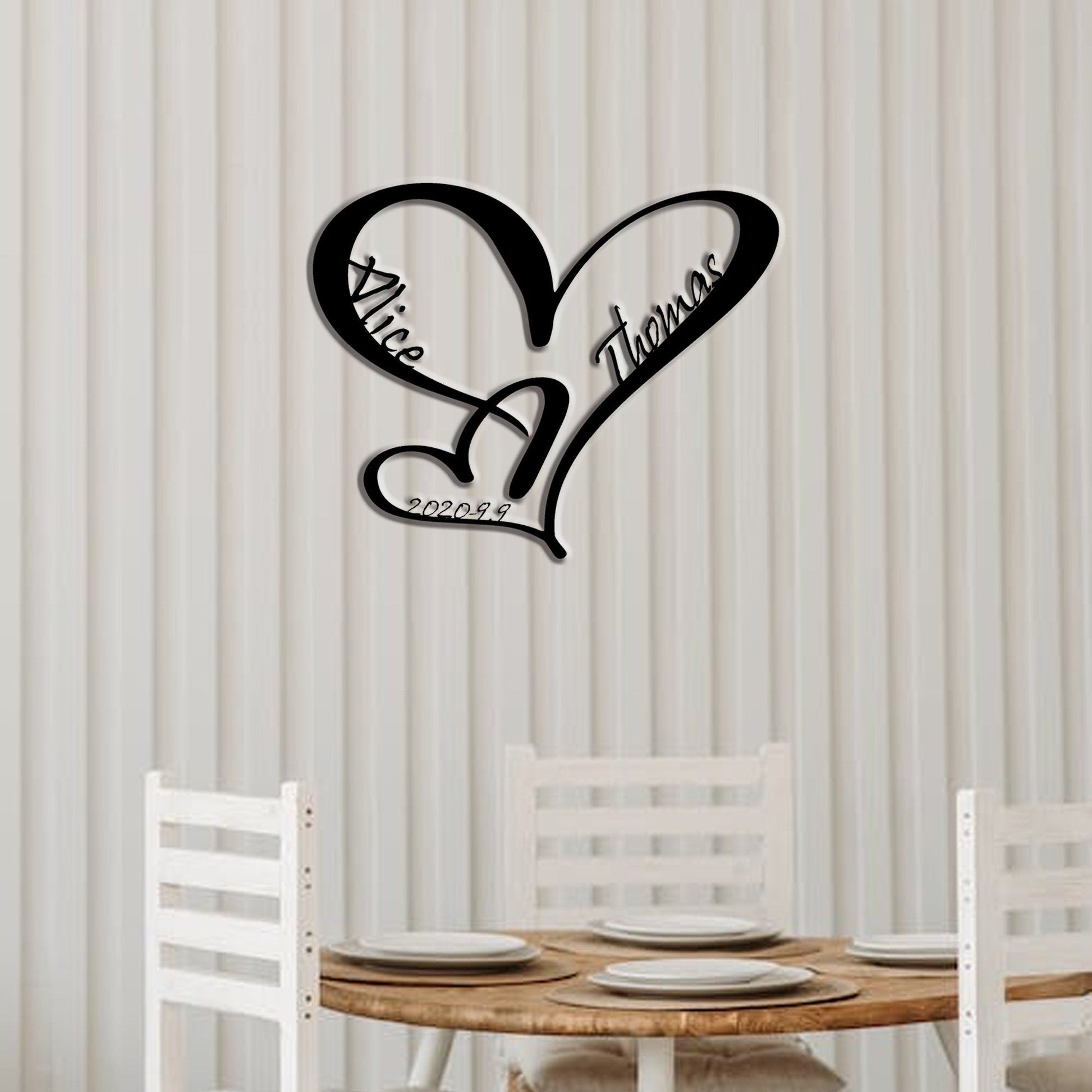 Custom infinite heart metal wall decor / personalized family name sign / steel art geometric wall decor / valentine's day gift / LED sign