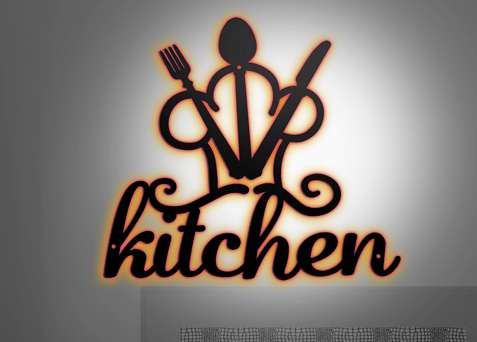 Customized Kitchen Wall Metal Sign, Hollowed Out Kitchen Wall Decor, Metal Wall Hanging, Fork Spoon Knife Wall Sign For Mom, Christmas Gift