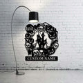 Personalized name metal sign, haunted house Halloween decoration, front porch custom surname sign Halloween welcome sign Wall lamps
