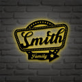 Personalized Family Name Metal Sign, Housewarming Gift, Door Hanger, Last Name Sign, Metal Wall Art, Wedding Gift,Custom Name,LED Light