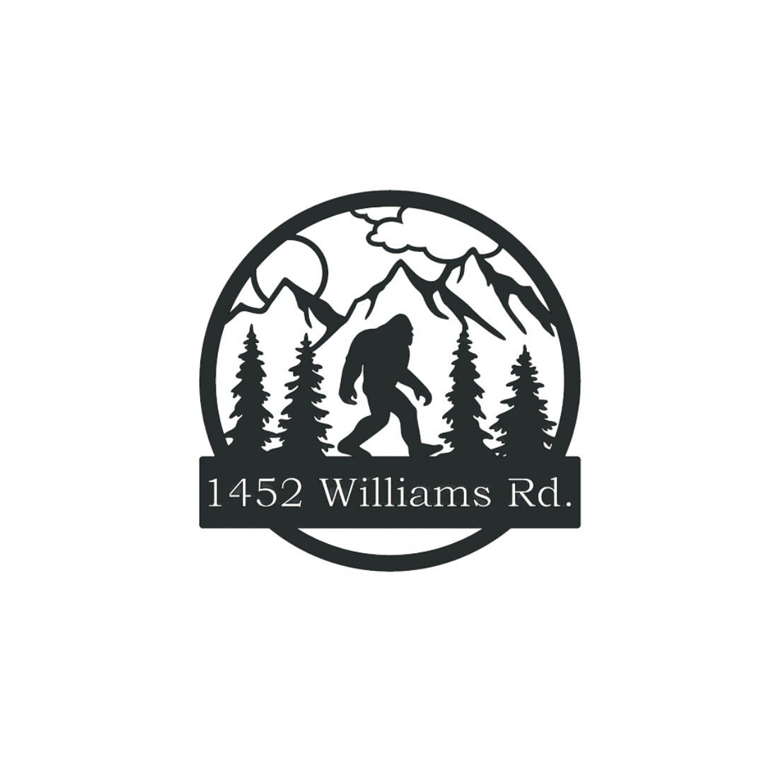 Address Bigfoot Metal Sign, Address Metal Sign, Personalized Bigfoot Sign, Outdoor Sasquatch, House Number Sign, Metal Sasquatch