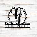 Wreath Monogram Family Name Metal Sign, Monogram Family Sign, Wreath Monogram Wall Decor, Metal Wall Decor, Housewarming Gift, Gift