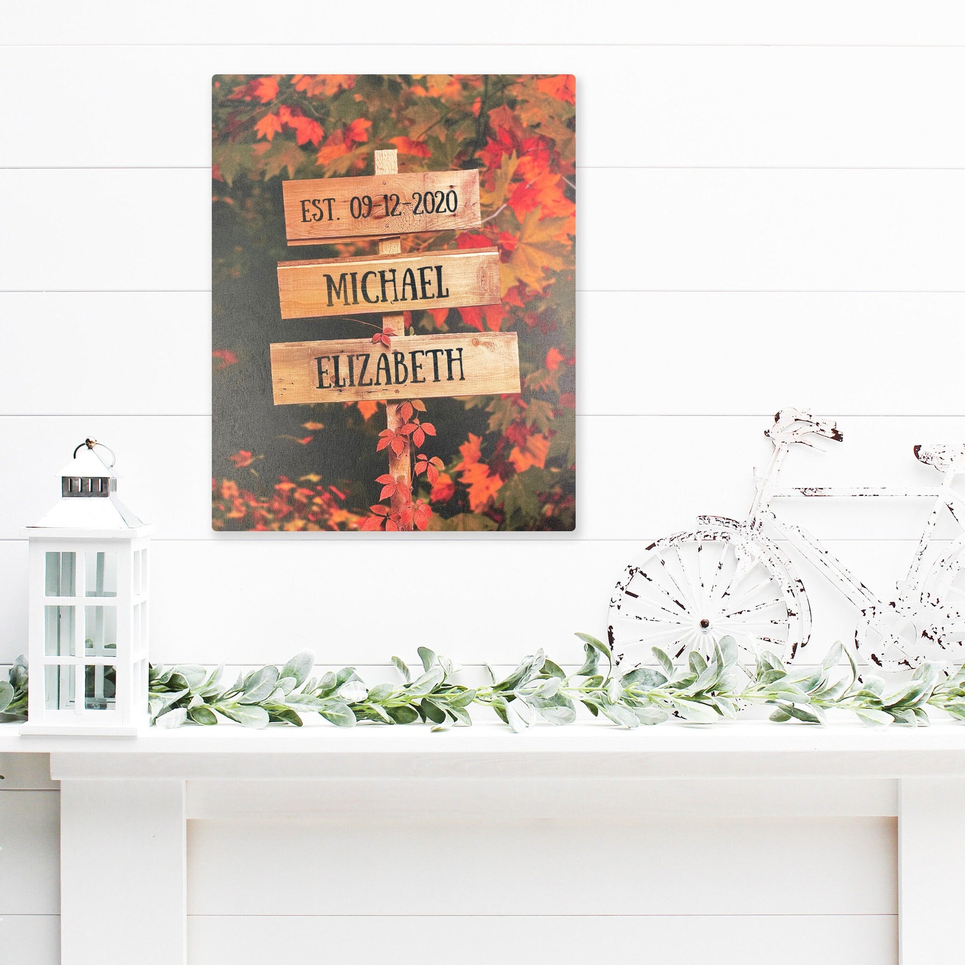Personalized Couple's Names on Rustic Nature Signs | Established Date Sign | 16x20